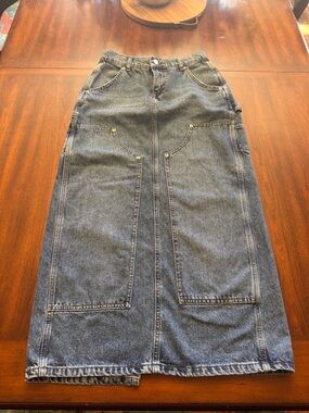 BDG Urban Outfitter’s Carpenter Maxi Denim Carpenter Boho Western Jean Skirt